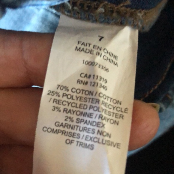 Garage denim bellbottom stretch jeans belt attached 28” waist size 7 - Picture 3 of 9